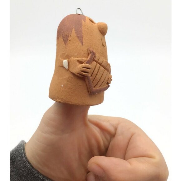 Terracotta Thumb Shaped Music Band Folk Art Ornaments Set of 5 Mariachi Handmade - Picture 14 of 14